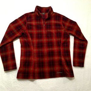 Eddie Bauer Purple Plaid Fleece 1/4 Zip Pullover